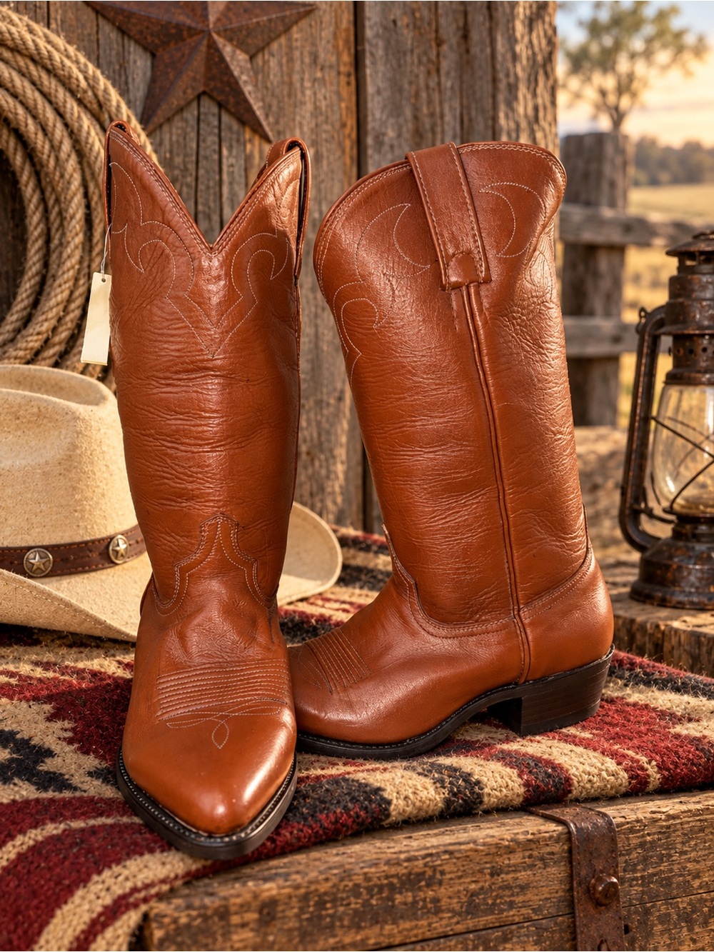 NWT Vintage Santa Fe Boot Co Cowboy Boots Men’s 10.5D Made USA